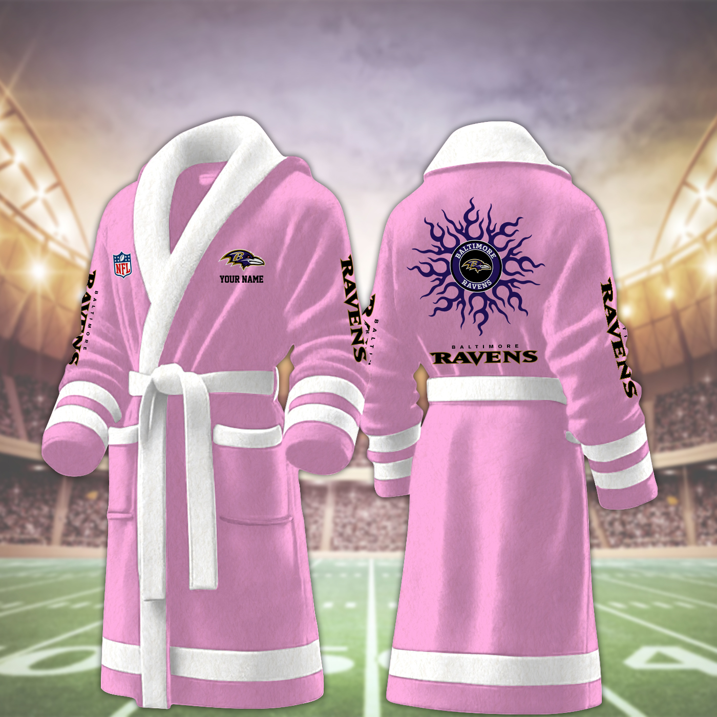 Baltimore Ravens NFL Personalized Fleece Bathrobe