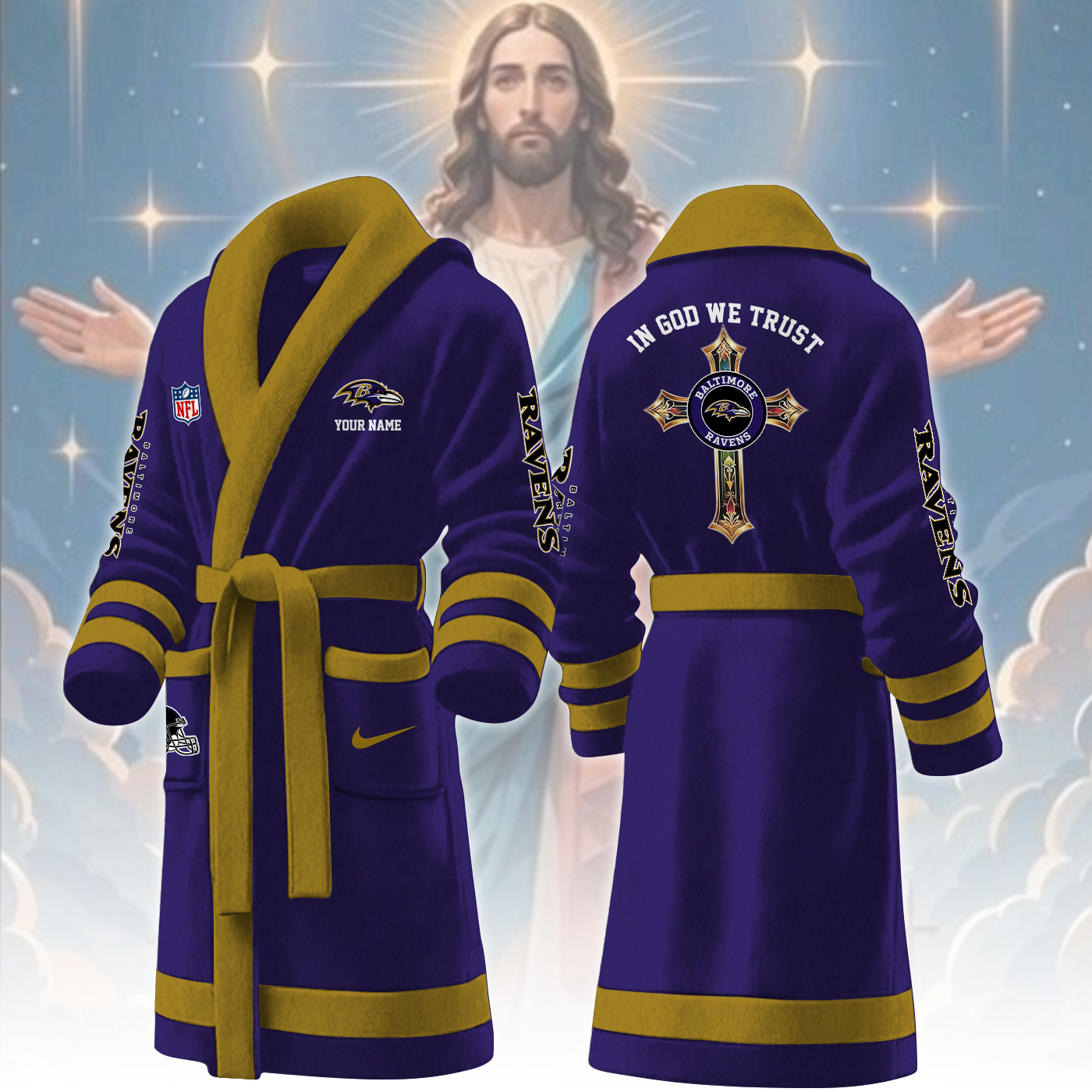 Baltimore Ravens NFL Personalized Fleece Bathrobe