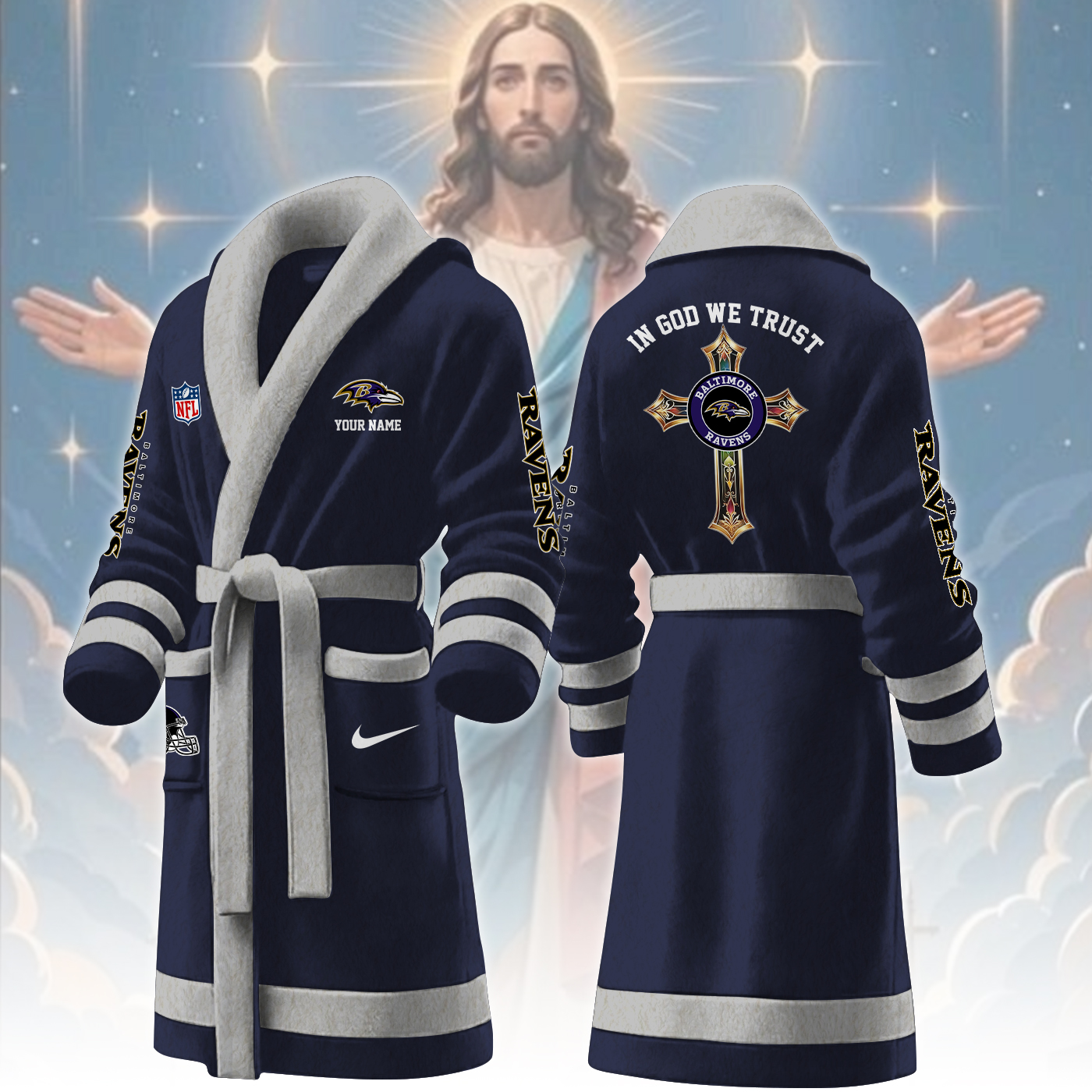 Baltimore Ravens NFL Personalized Fleece Bathrobe