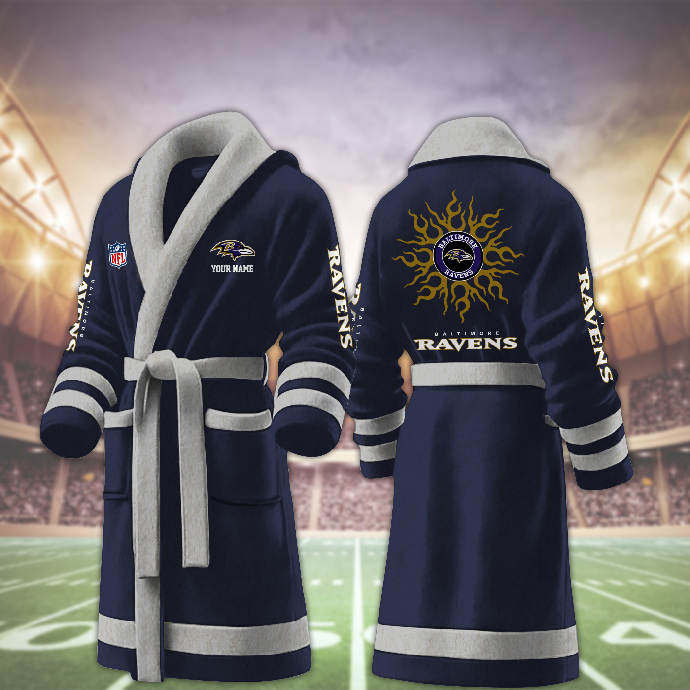 Baltimore Ravens NFL Personalized Fleece Bathrobe