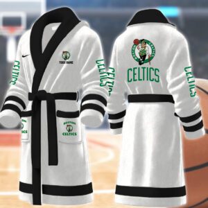 Boston Celtics NBA Personalized Fleece Bathrobe