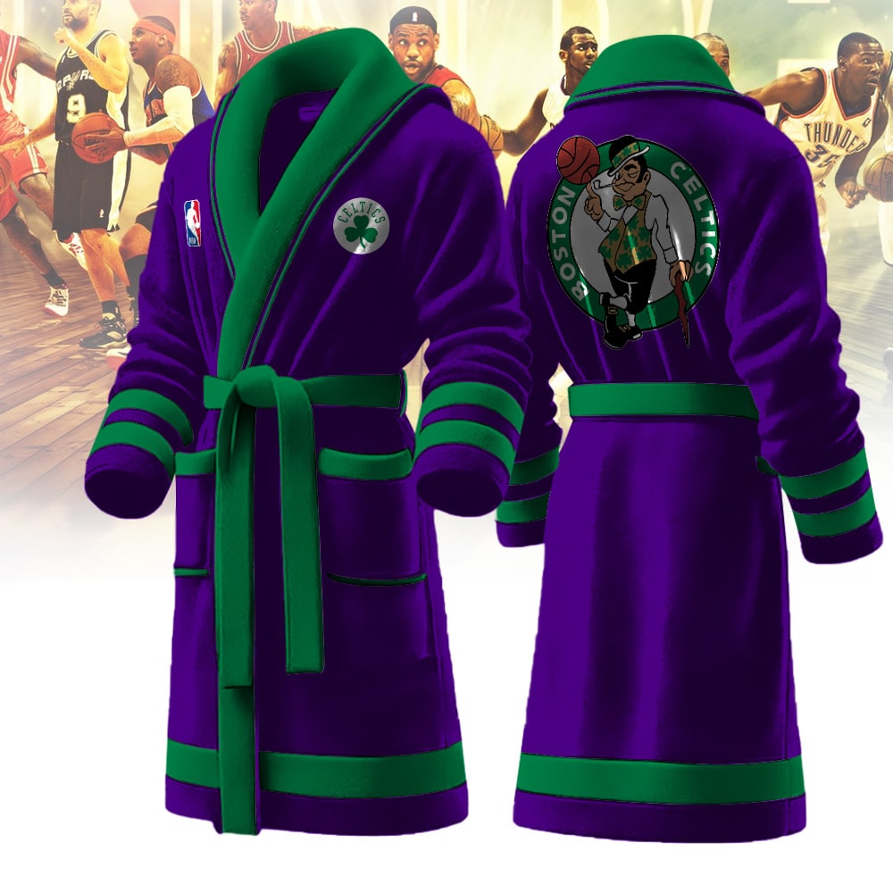 Boston Celtics NBA Personalized Fleece Bathrobe