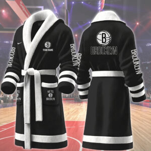 Brooklyn Nets NBA Personalized Fleece Bathrobe