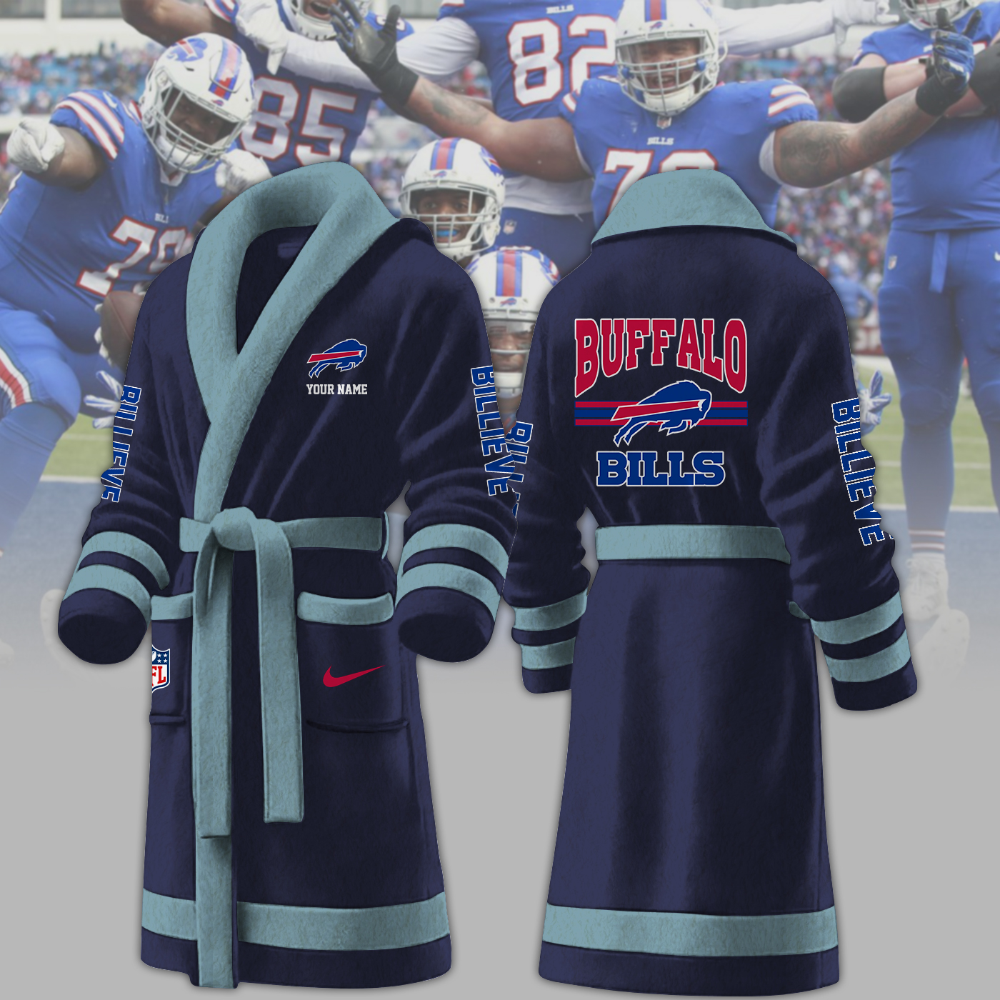 Buffalo Bills NFL Personalized Fleece Bathrobe