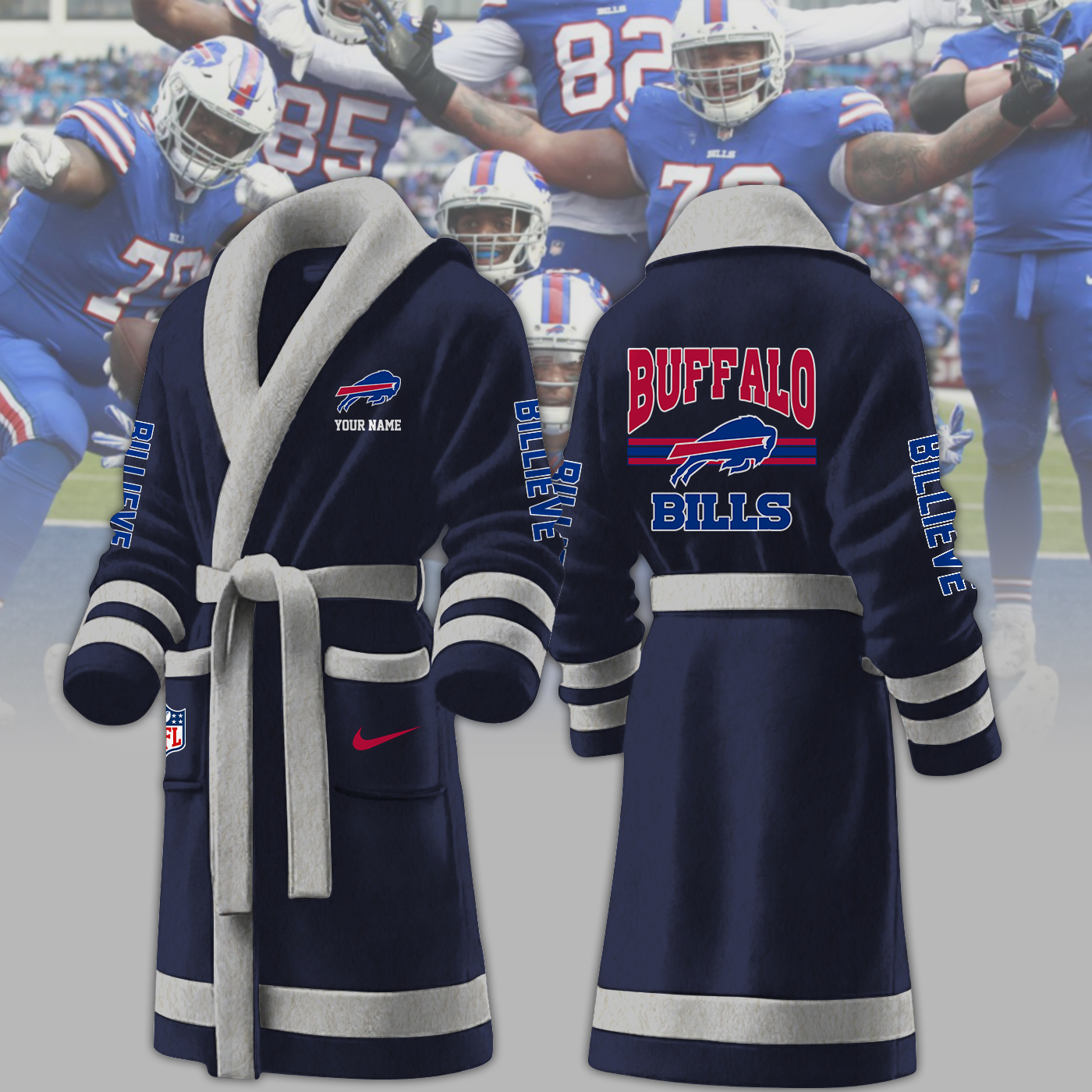 Buffalo Bills NFL Personalized Fleece Bathrobe