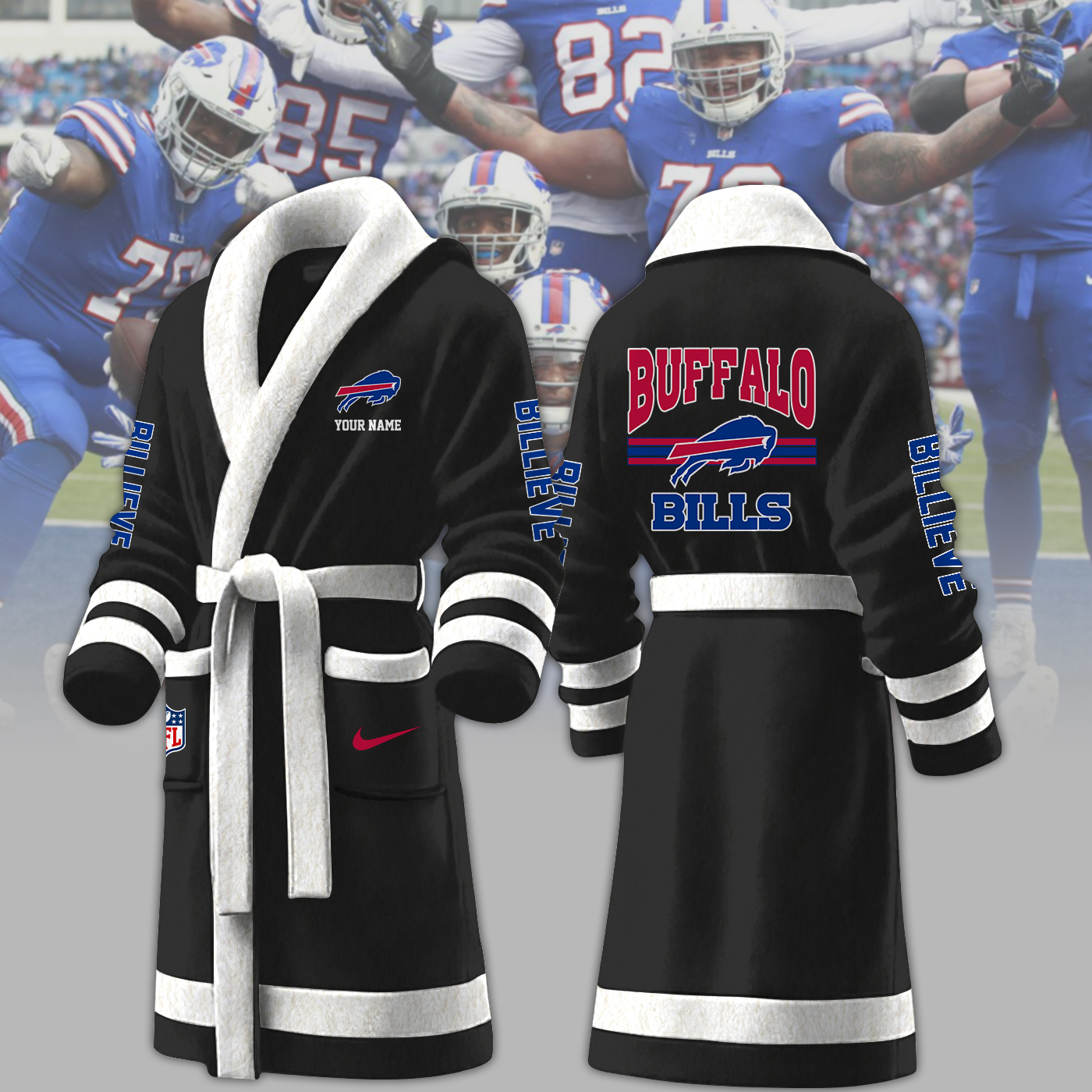 Buffalo Bills NFL Personalized Fleece Bathrobe