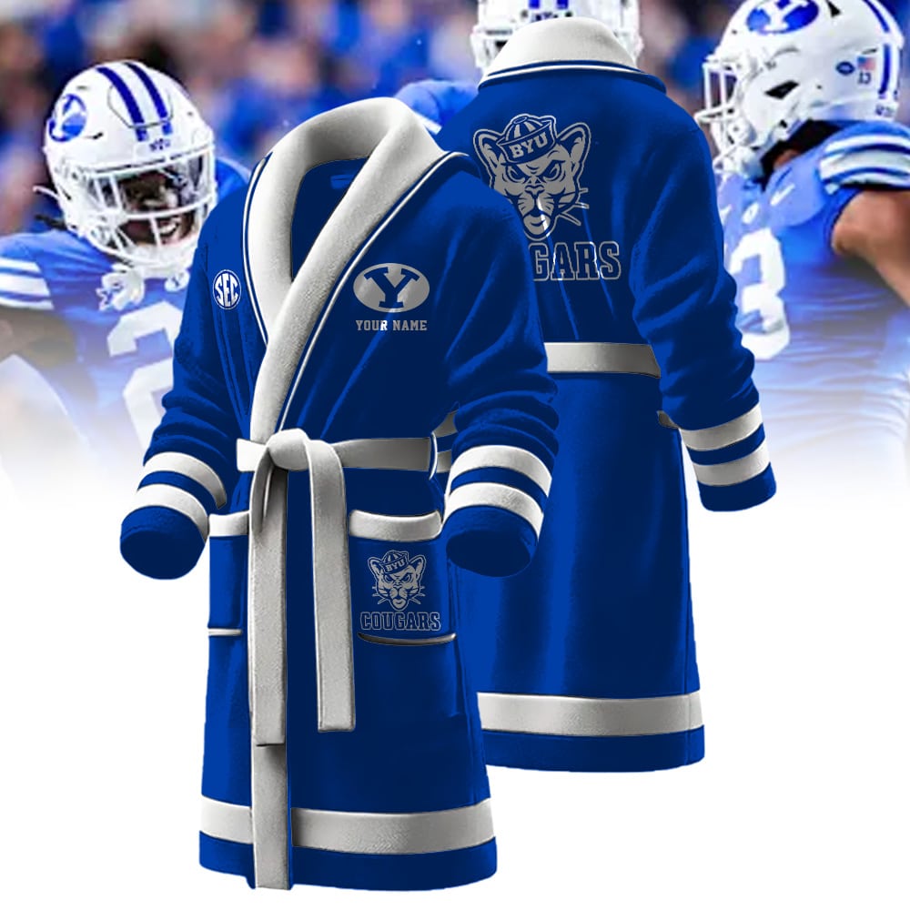 BYU Cougars NCAA Personalized Fleece Bathrobe