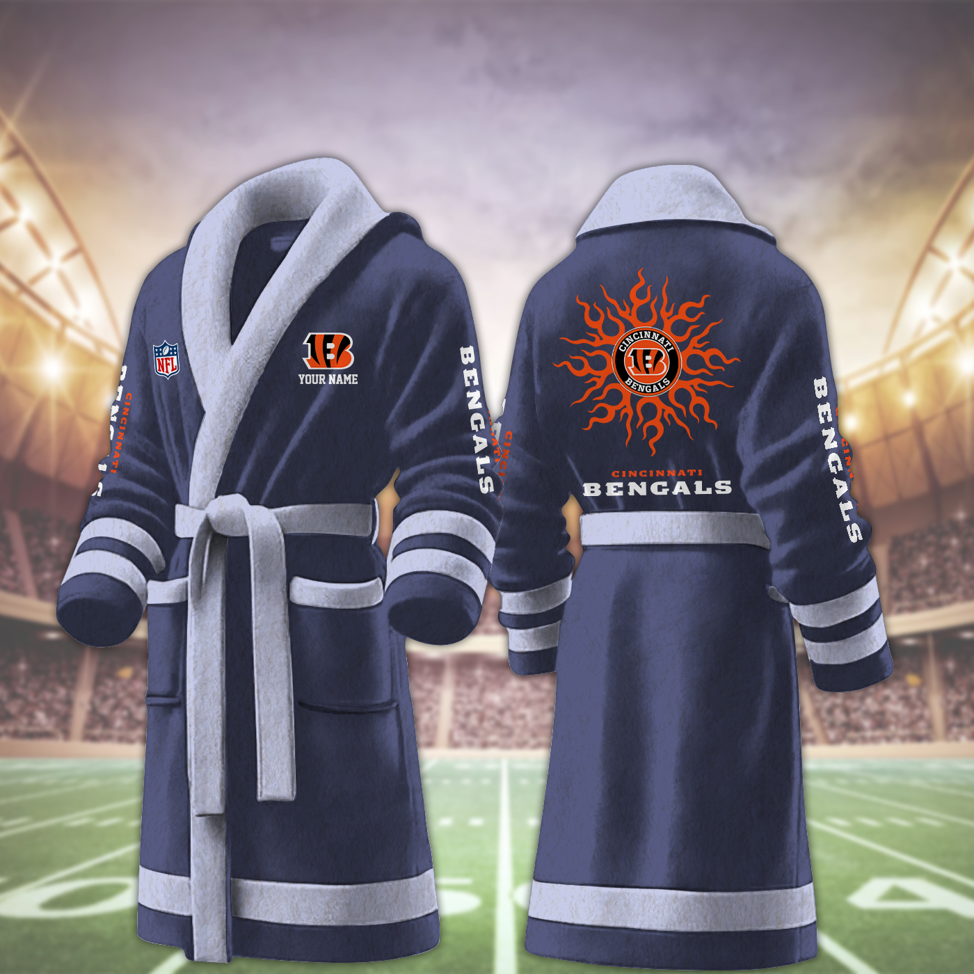 Cincinnati Bengals NFL Personalized Fleece Bathrobe