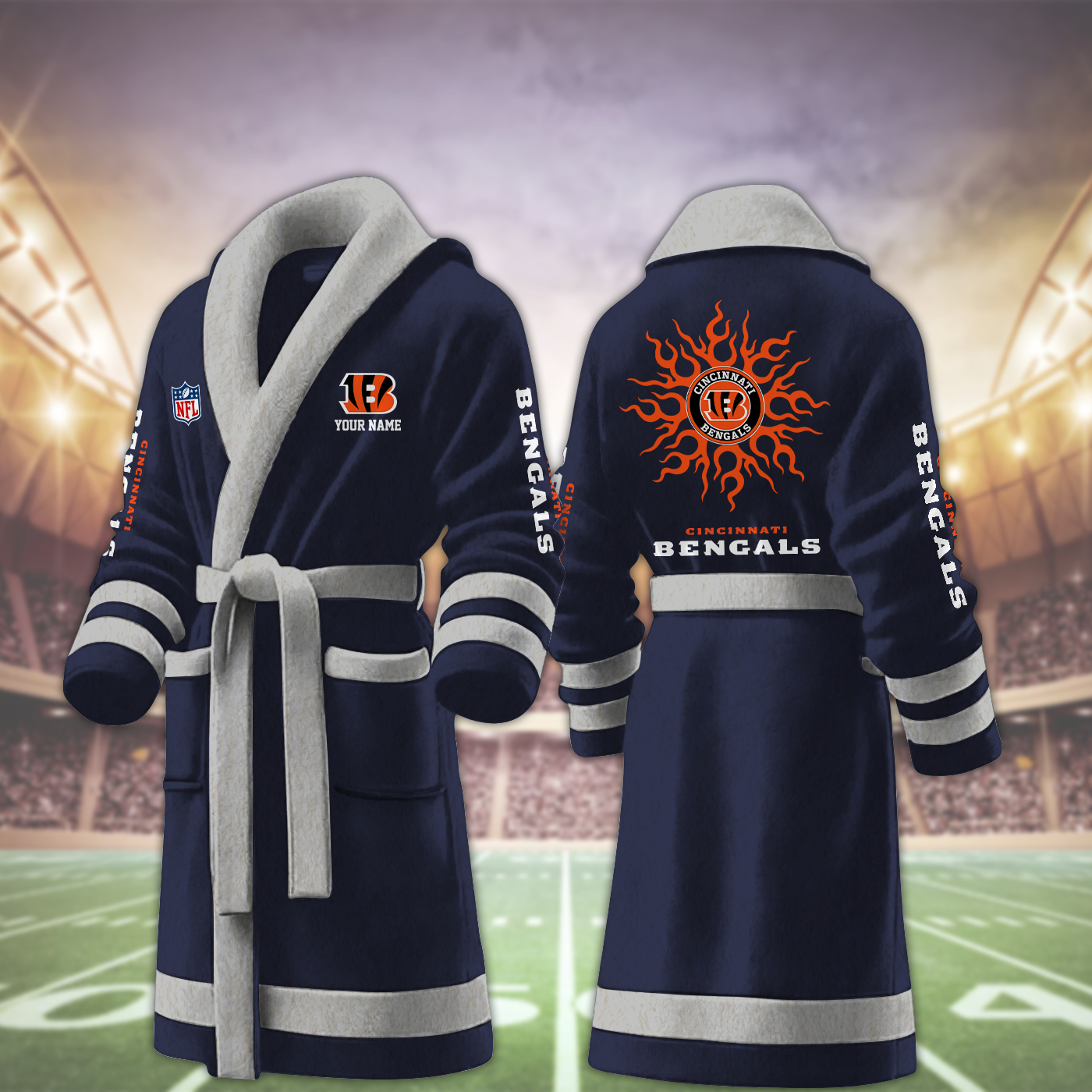 Cincinnati Bengals NFL Personalized Fleece Bathrobe