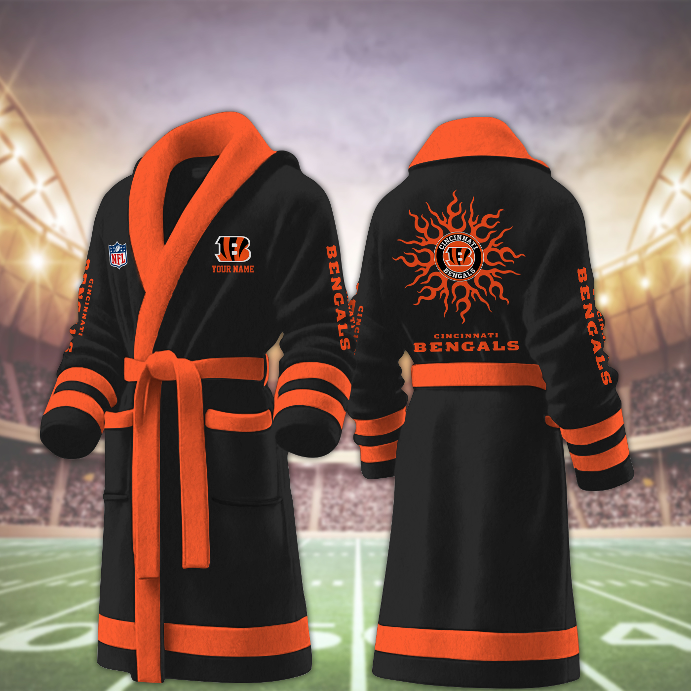 Cincinnati Bengals NFL Personalized Fleece Bathrobe
