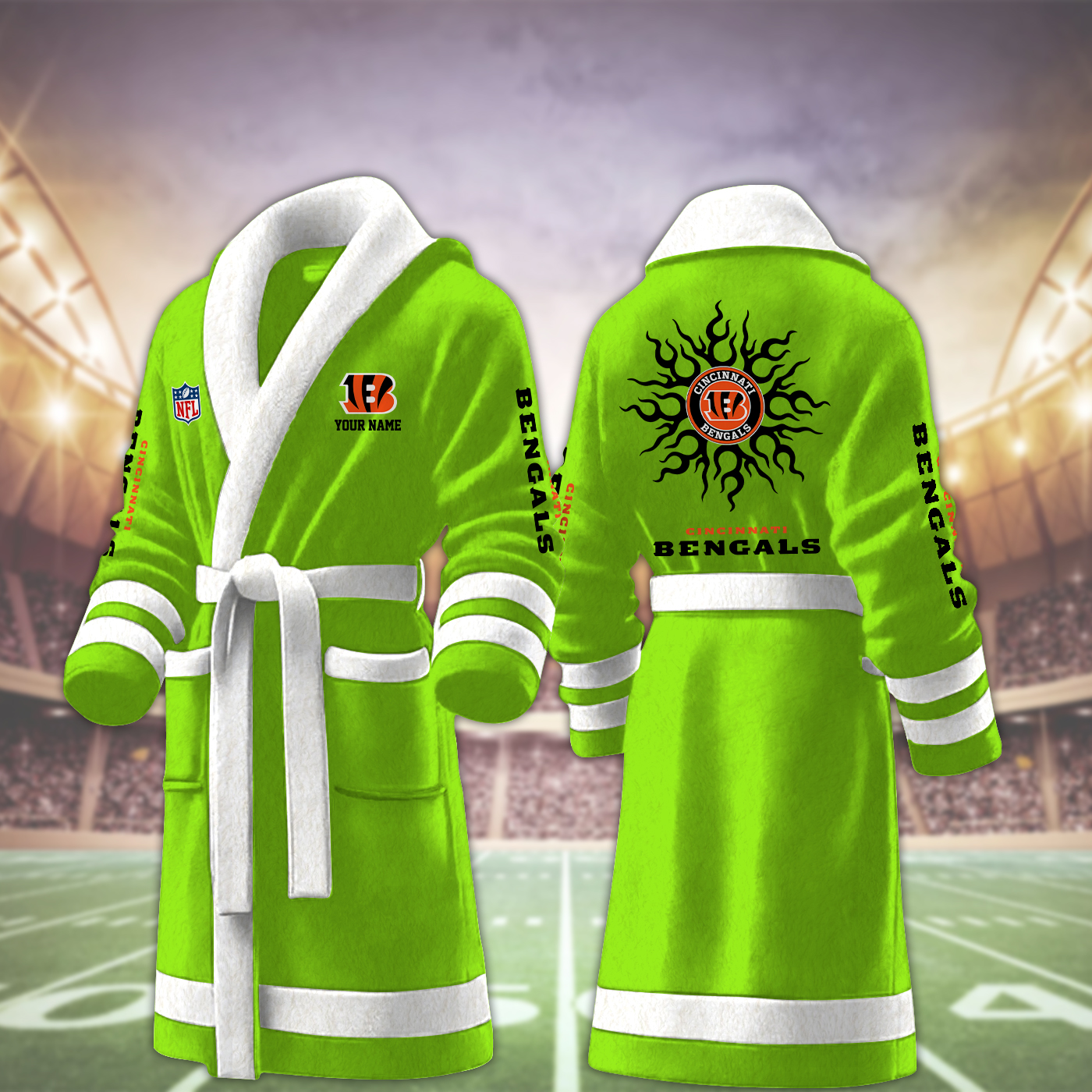 Cincinnati Bengals NFL Personalized Fleece Bathrobe