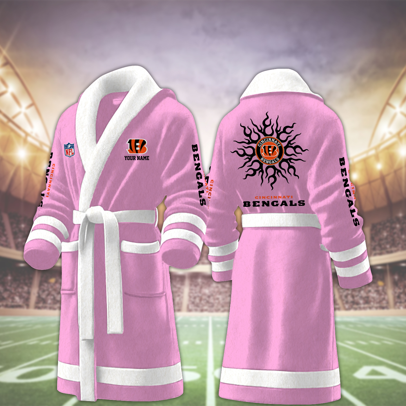 Cincinnati Bengals NFL Personalized Fleece Bathrobe
