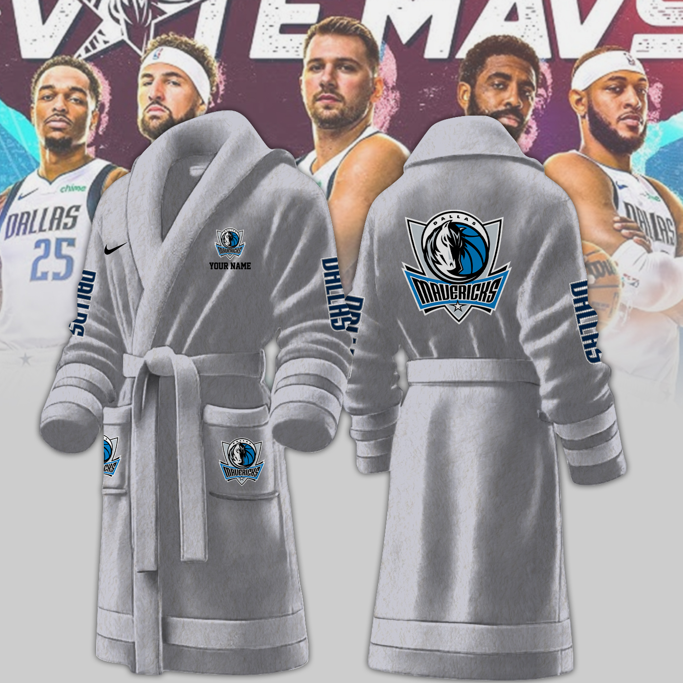 Dallas Mavericks NBA Personalized Fleece Bathrobe