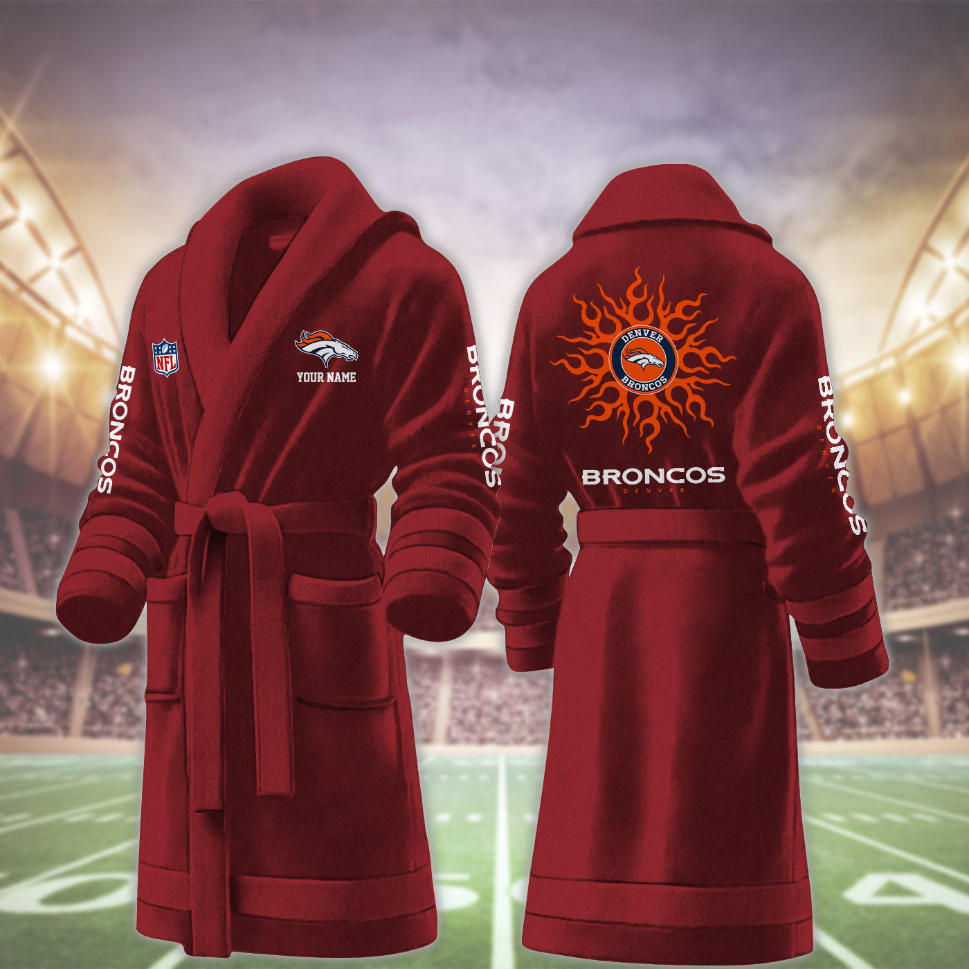 Denver Broncos NFL Personalized Fleece Bathrobe