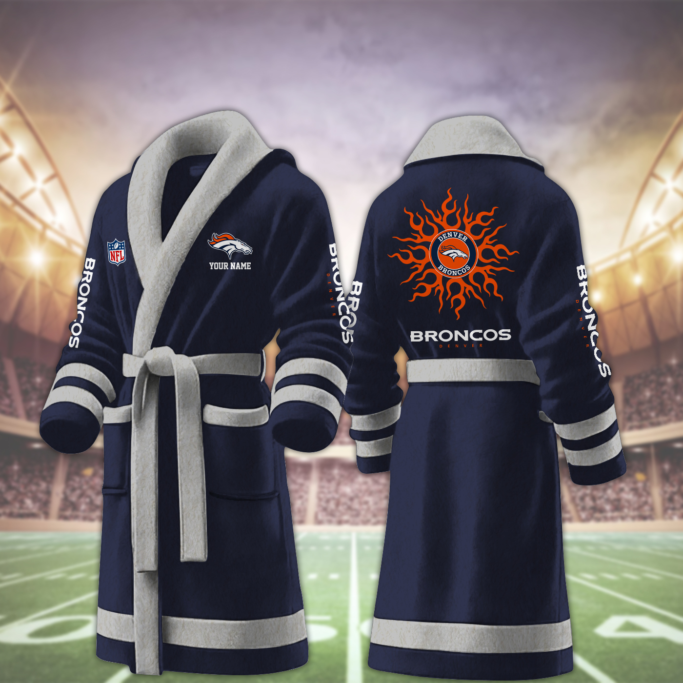 Denver Broncos NFL Personalized Fleece Bathrobe