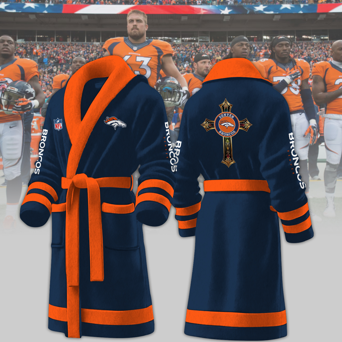 Denver Broncos NFL Personalized Fleece Bathrobe