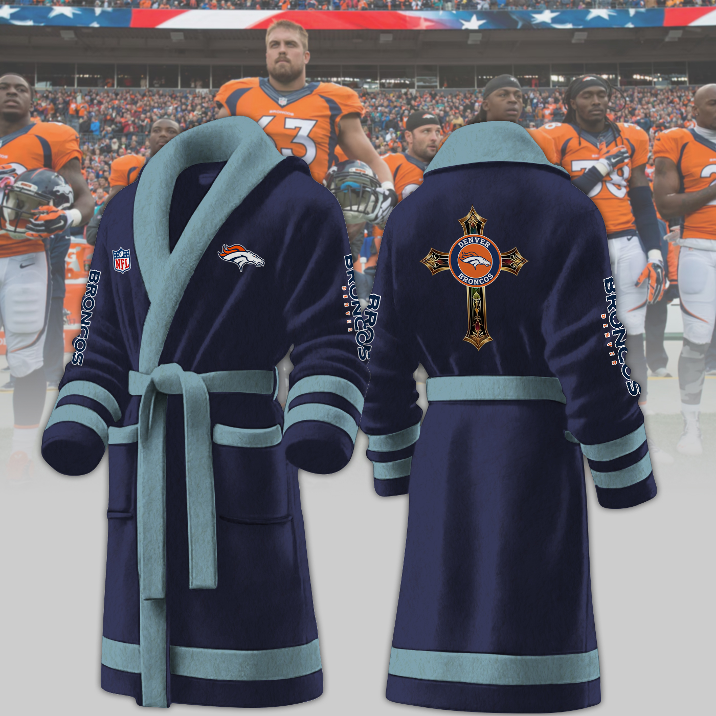 Denver Broncos NFL Personalized Fleece Bathrobe