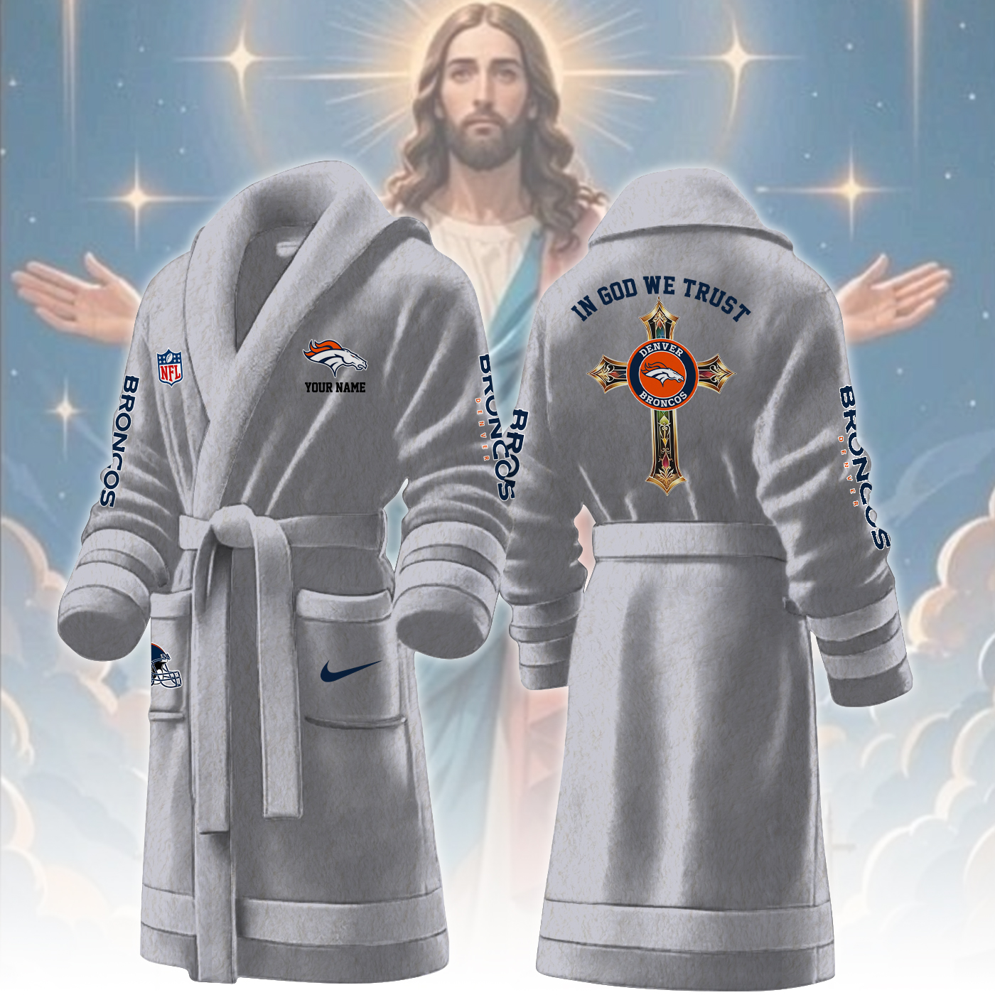 Denver Broncos NFL Personalized Fleece Bathrobe