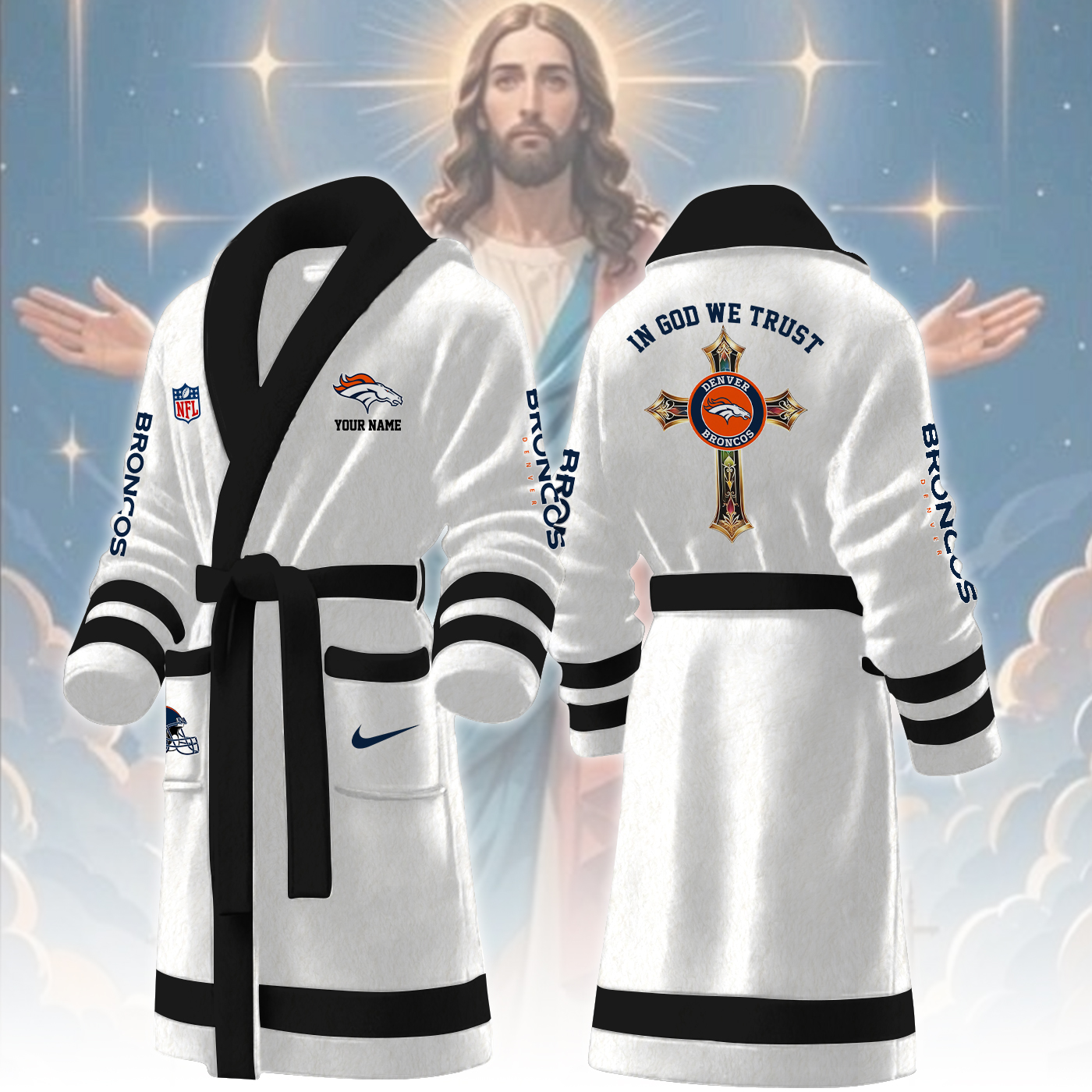 Denver Broncos NFL Personalized Fleece Bathrobe