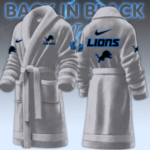 Detroit Lions NFL Personalized Fleece Bathrobe
