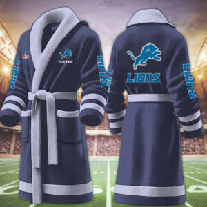 Detroit Lions NFL Personalized Fleece Bathrobe