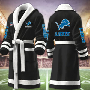 Detroit Lions NFL Personalized Fleece Bathrobe