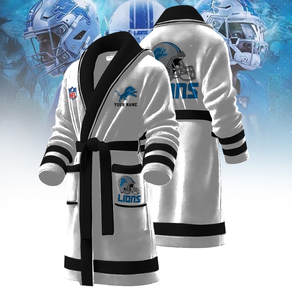 Detroit Lions NFL Personalized Fleece Bathrobe