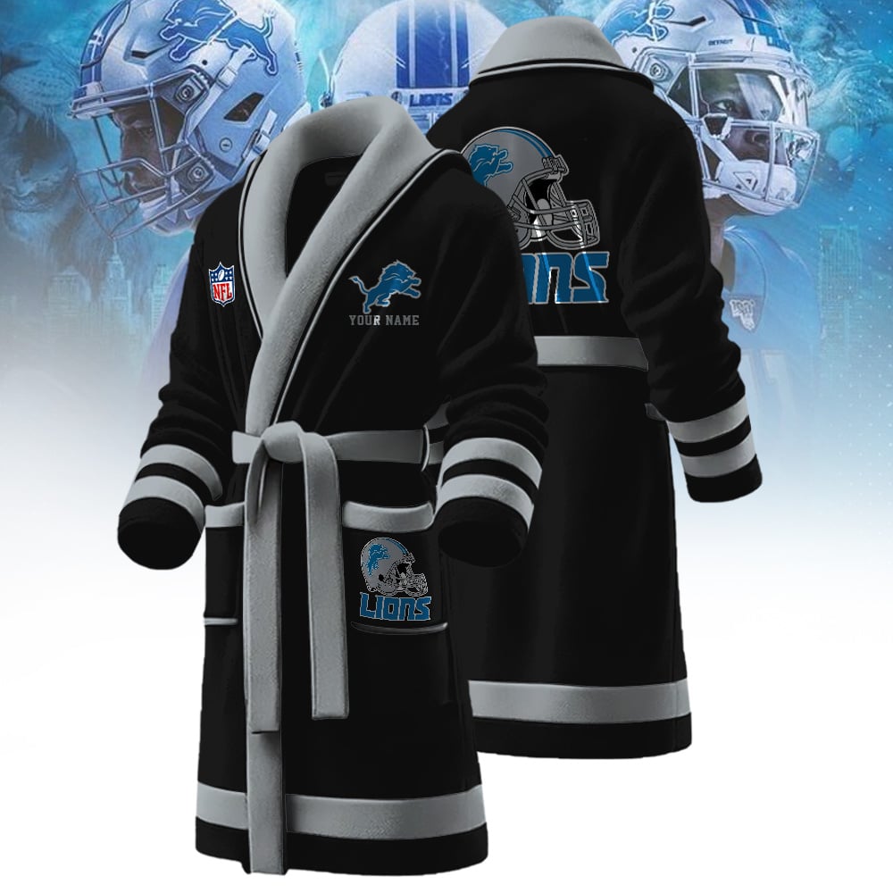 Detroit Lions NFL Personalized Fleece Bathrobe