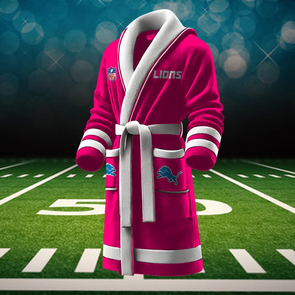 Detroit Lions NFL Personalized Fleece Bathrobe