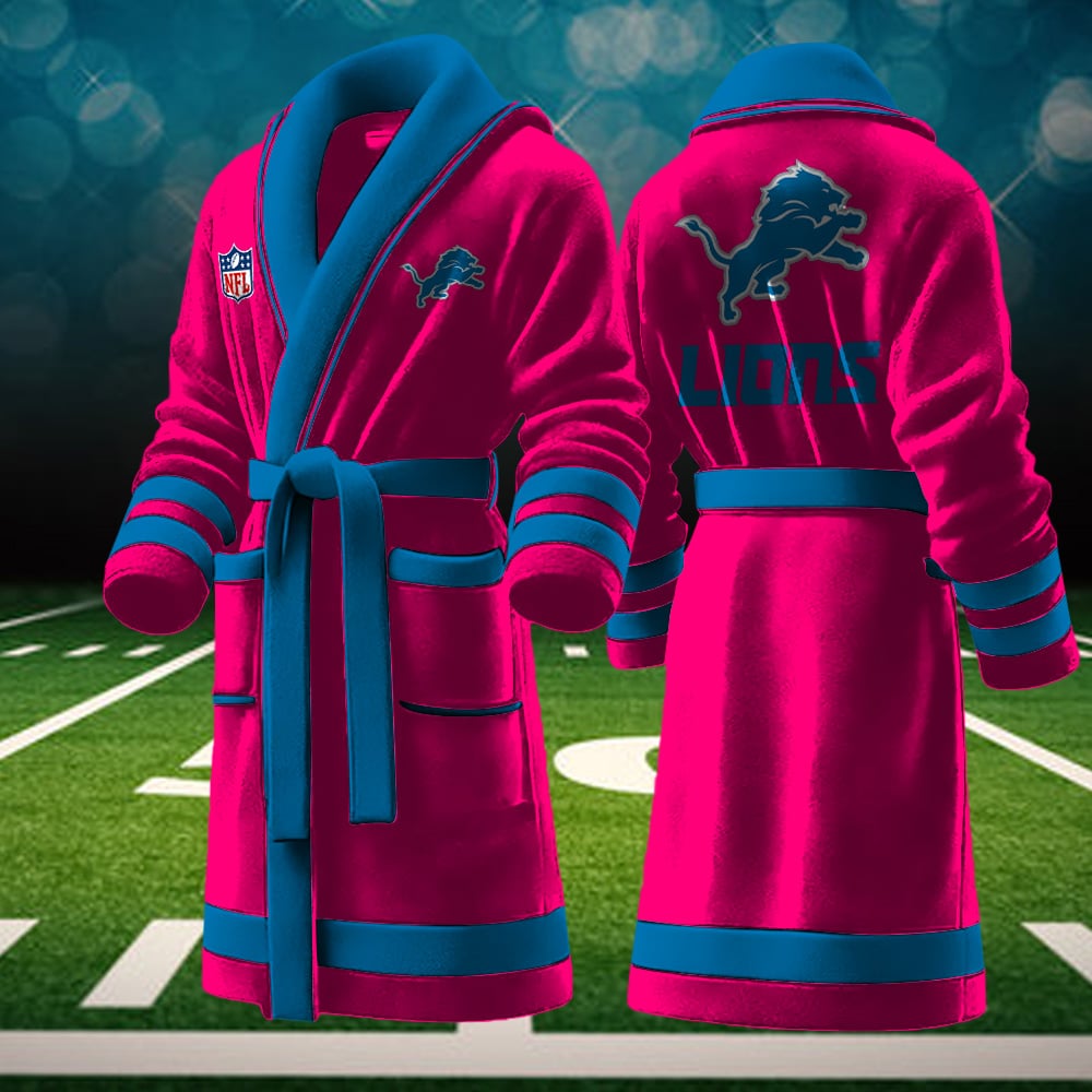 Detroit Lions NFL Personalized Fleece Bathrobe