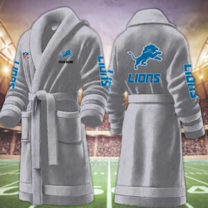 Detroit Lions NFL Personalized Fleece Bathrobe