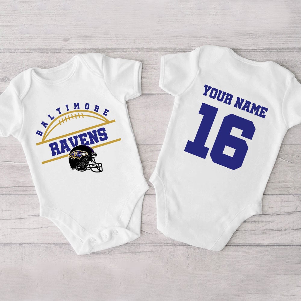 Farmhousemerch Baltimore Ravens New Personalized Baby Bodysuit For Fan 