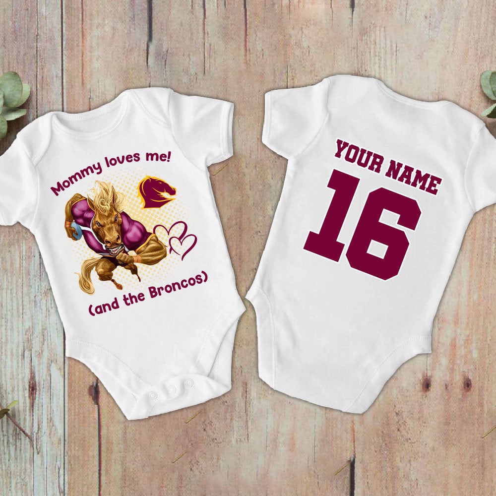 Farmhousemerch Brisbane Broncos New Personalized Baby Bodysuit For Mother's day 