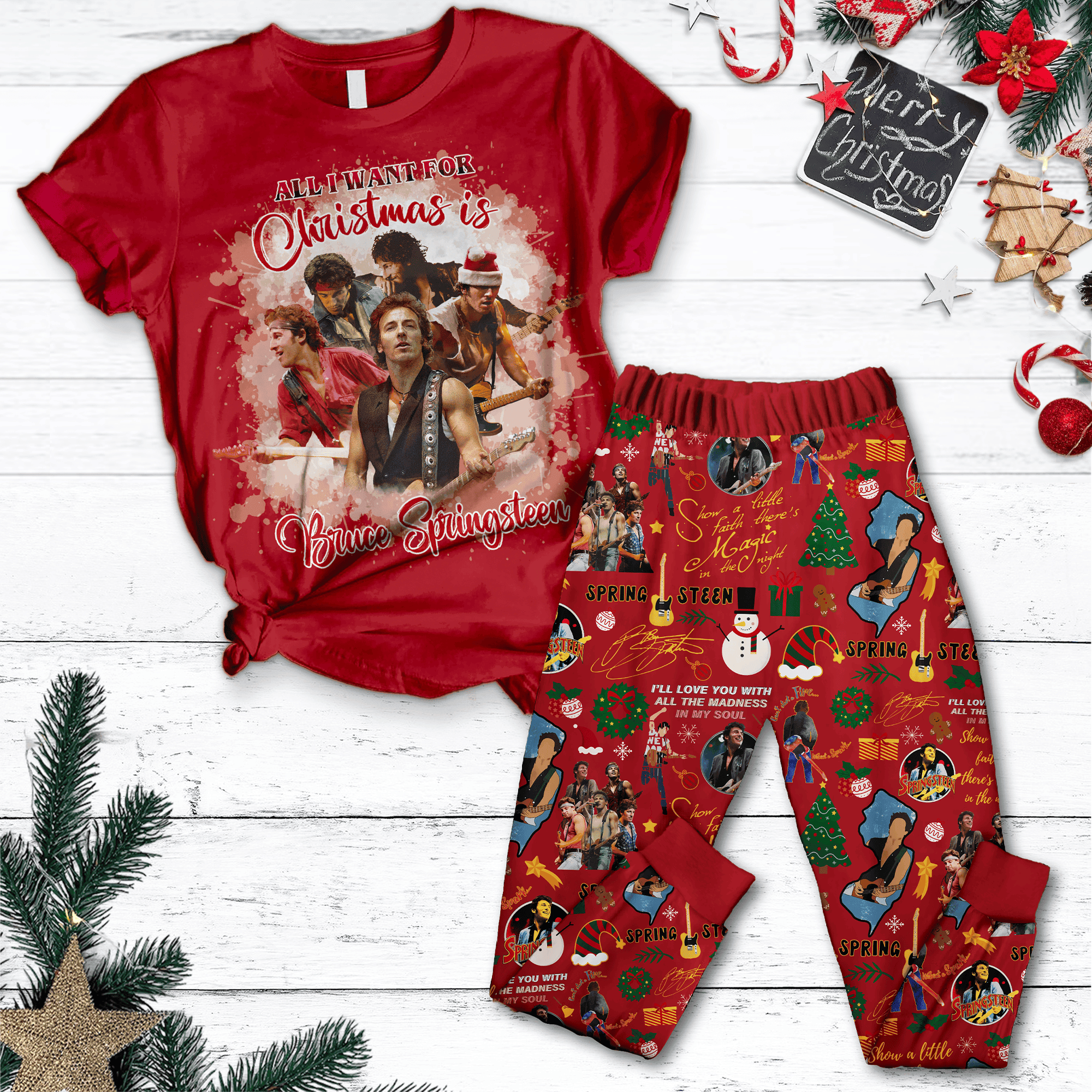 Farmhousemerch Bruce Springstee Music Pajamas Full Set Gifts For Fans