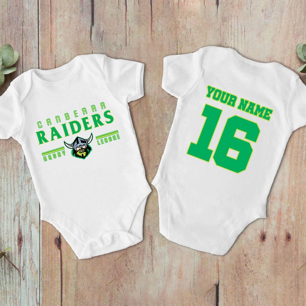 Farmhousemerch Canberra Raiders New Personalized Baby Bodysuit For Mother's day 