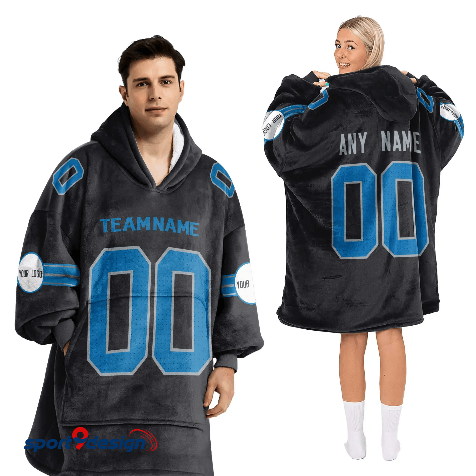 Farmhousemerch Custom Name Detroit Lions NFL Blanket Hoodie Inspired Color Gift For Fan