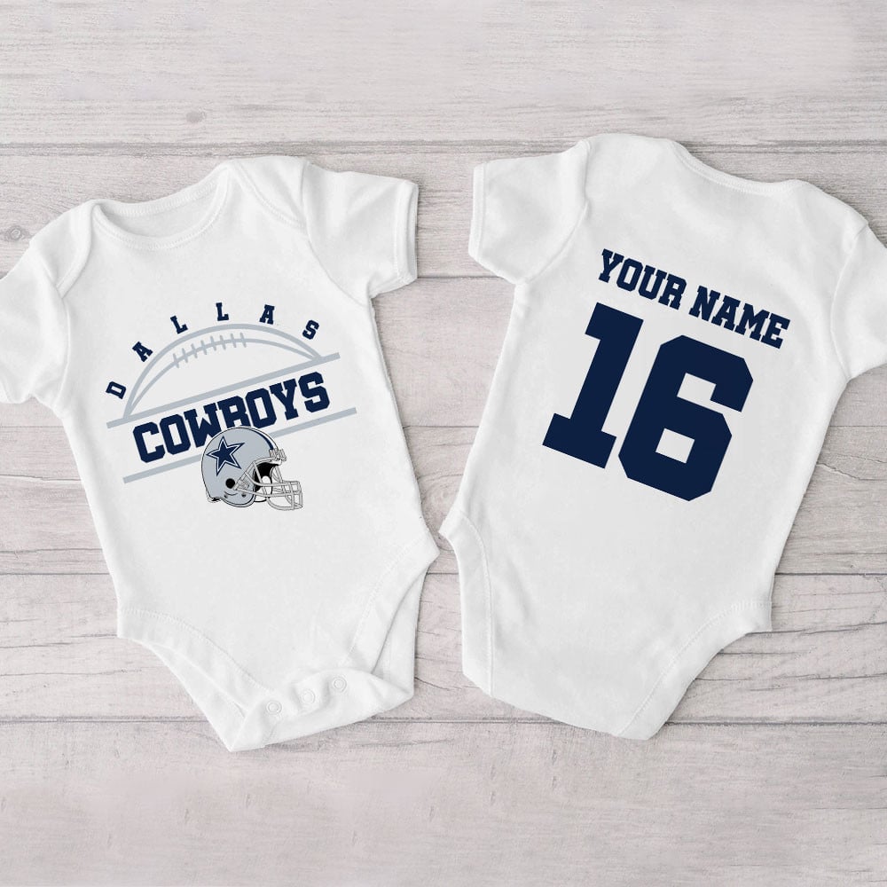 Farmhousemerch Dallas Cowboys New Personalized Baby Bodysuit For Fan 