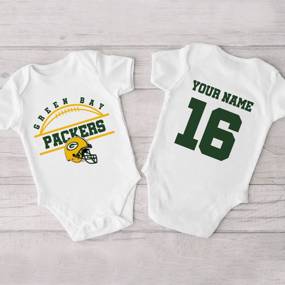 Farmhousemerch Green Bay Packers New Personalized Baby Bodysuit For Fan 