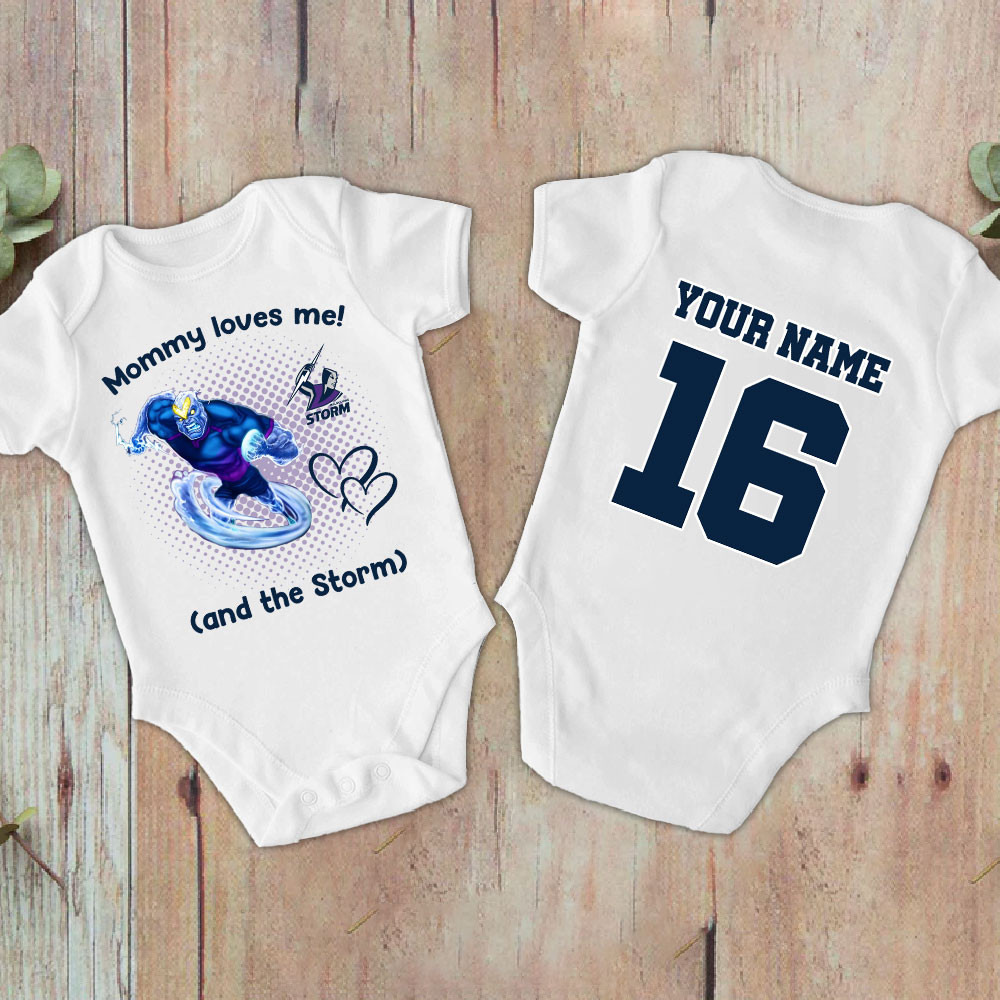 Farmhousemerch Melbourne Storm New Personalized Baby Bodysuit For Mother's day 