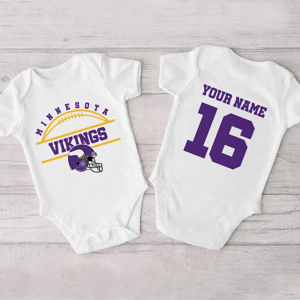 Farmhousemerch Minnesota Vikings New Personalized Baby Bodysuit For Fan 