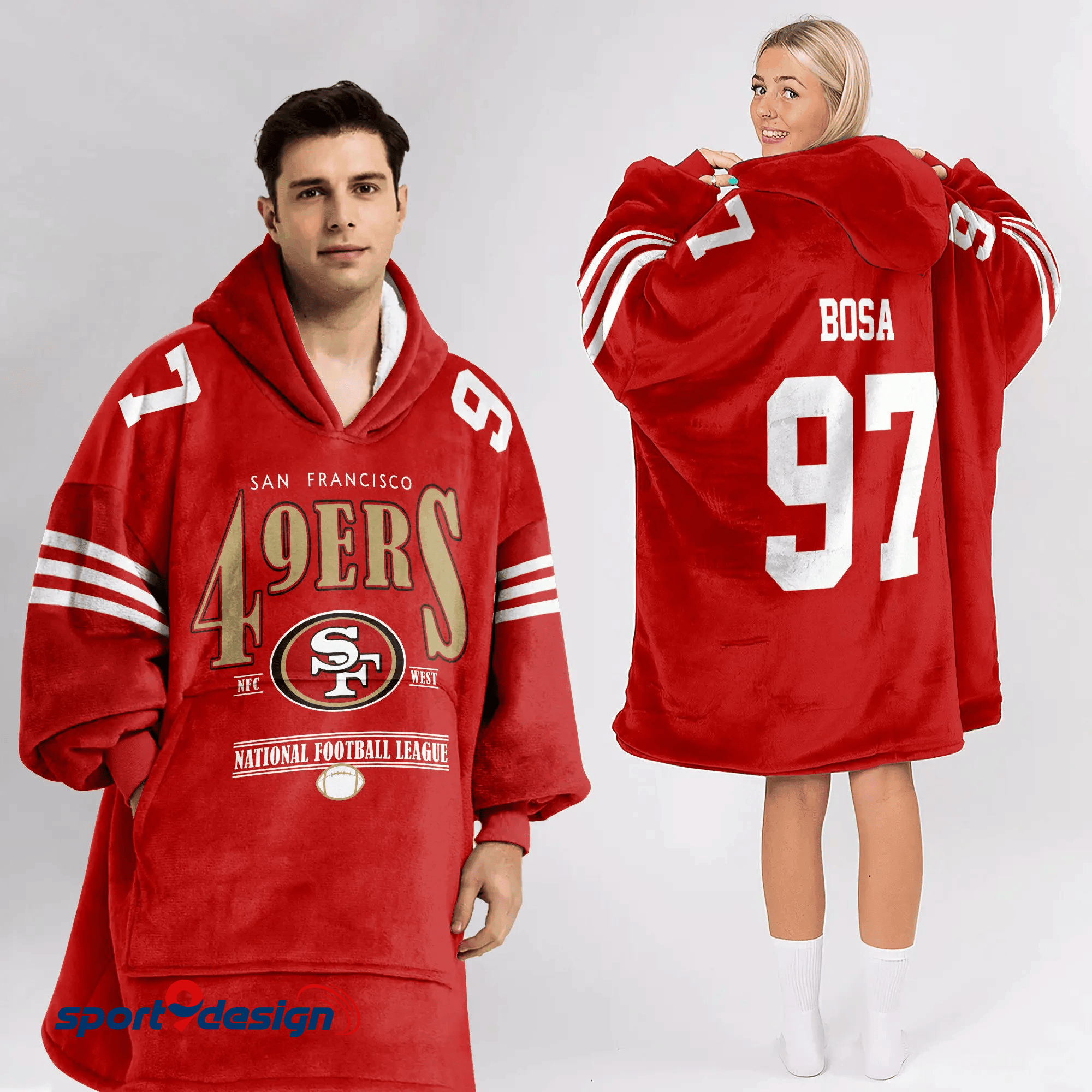 Farmhousemerch Nick Bosa San Francisco 49ers NFL Football Unisex Blanket Hoodie Gift For Fan