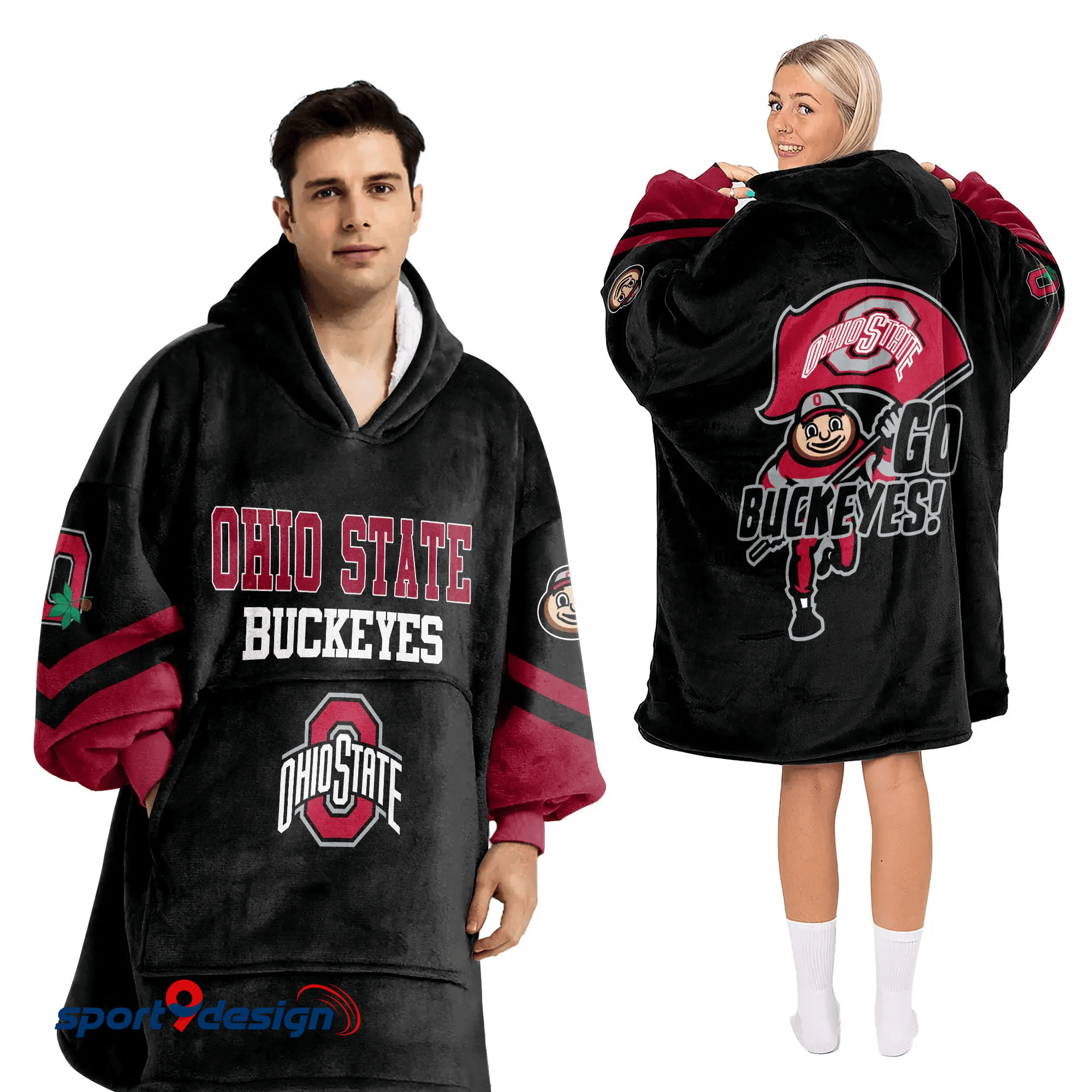 Farmhousemerch Ohio State Buckeyes NCAA Football Unisex Blanket Hoodie Gift For Fan