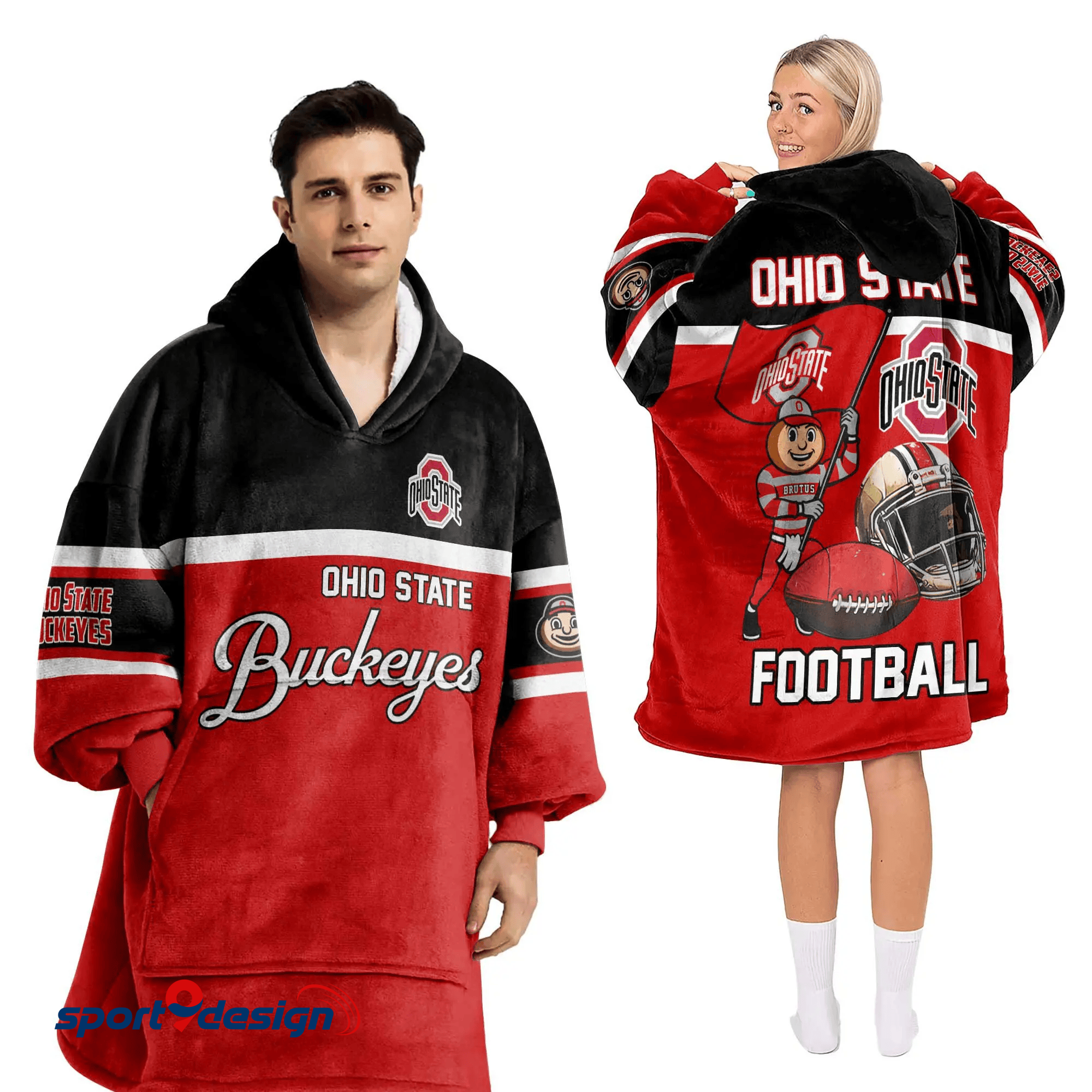 Farmhousemerch Ohio State Buckeyes NCAA Football Unisex Blanket Hoodie Gift For Fan