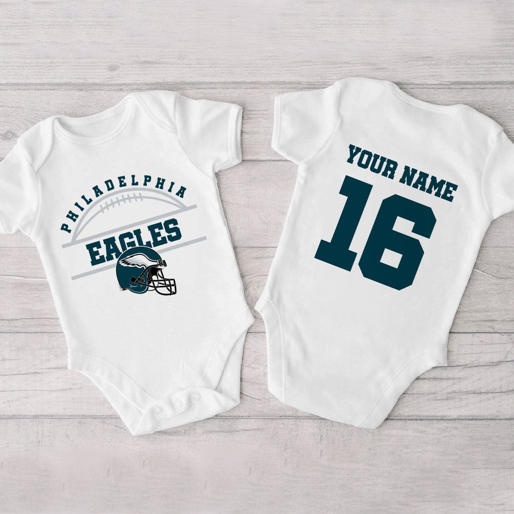 Farmhousemerch Philadelphia Eagles New Personalized Baby Bodysuit For Fan 