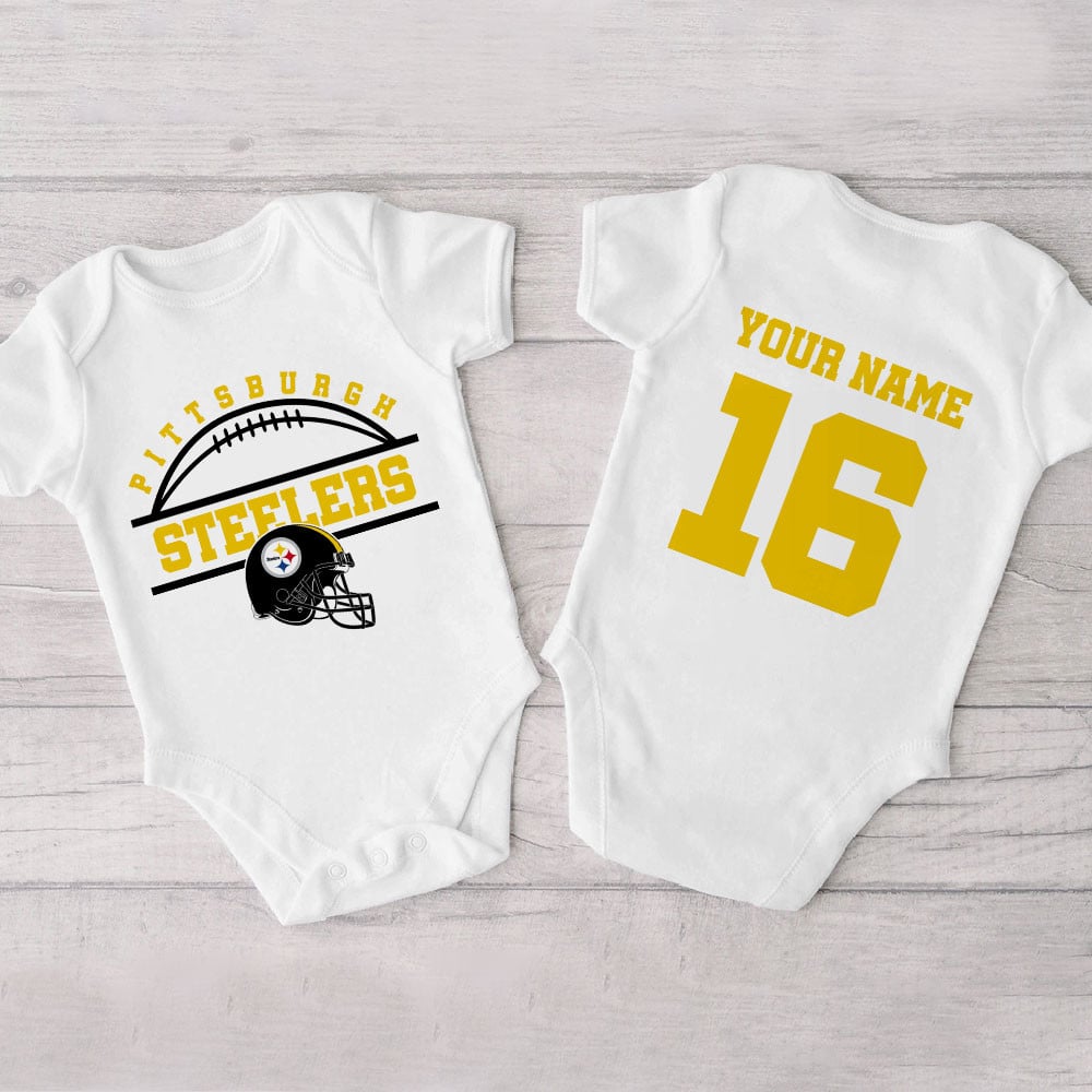 Farmhousemerch Pittsburgh Steelers New Personalized Baby Bodysuit For Fan 