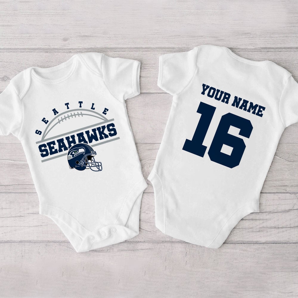 Farmhousemerch Seattle Seahawks New Personalized Baby Bodysuit For Fan 