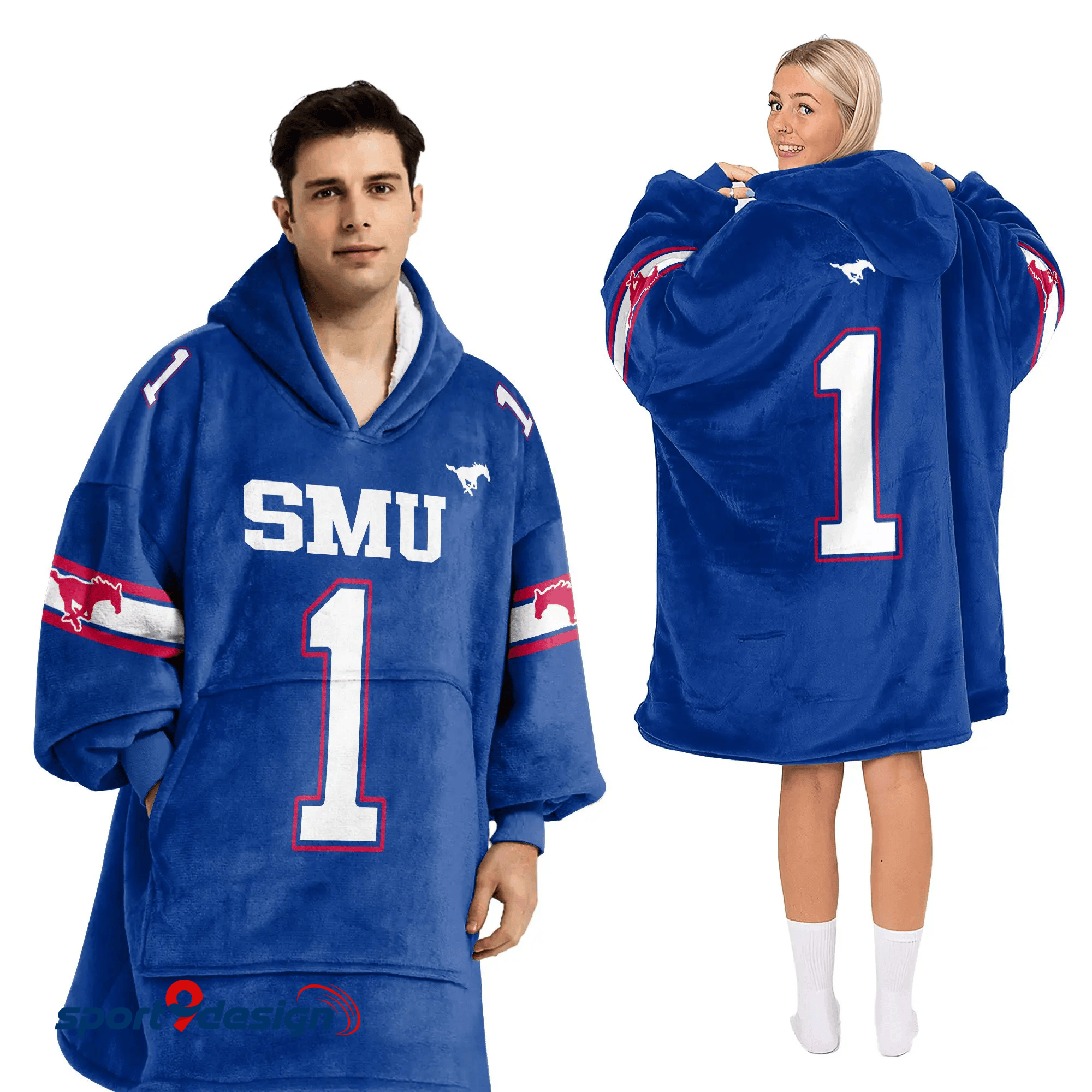Farmhousemerch SMU Mustangs NCAA Football Unisex Blanket Hoodie Gift For Fan