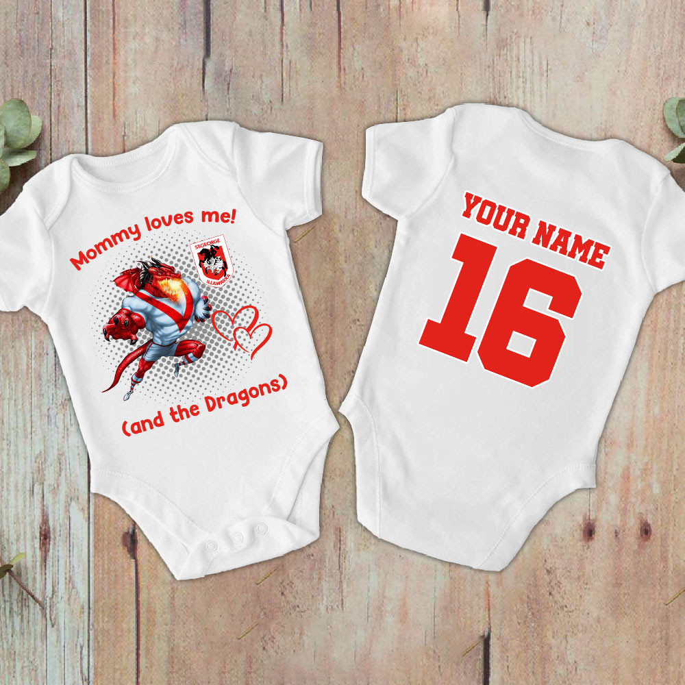 Farmhousemerch St. George Illawarra Dragons New Personalized Baby Bodysuit For Mother's day 