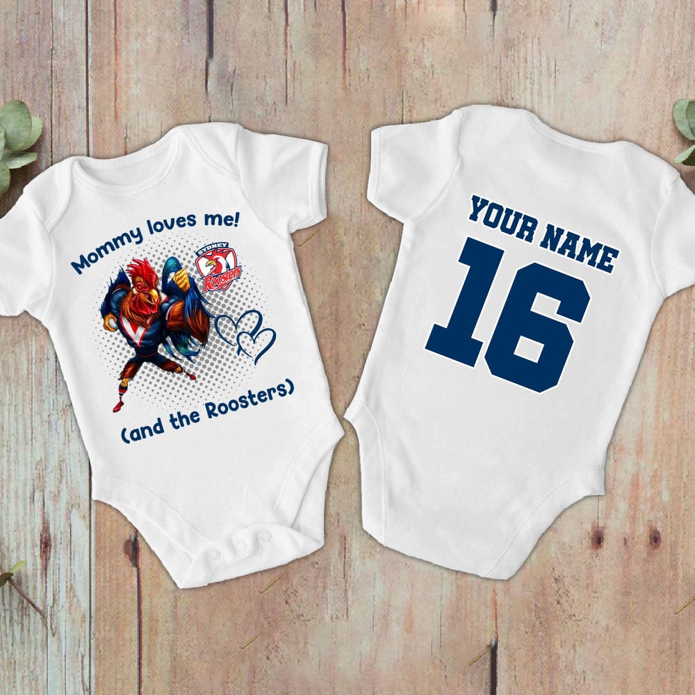 Farmhousemerch Sydney Roosters New Personalized Baby Bodysuit For Mother's day 