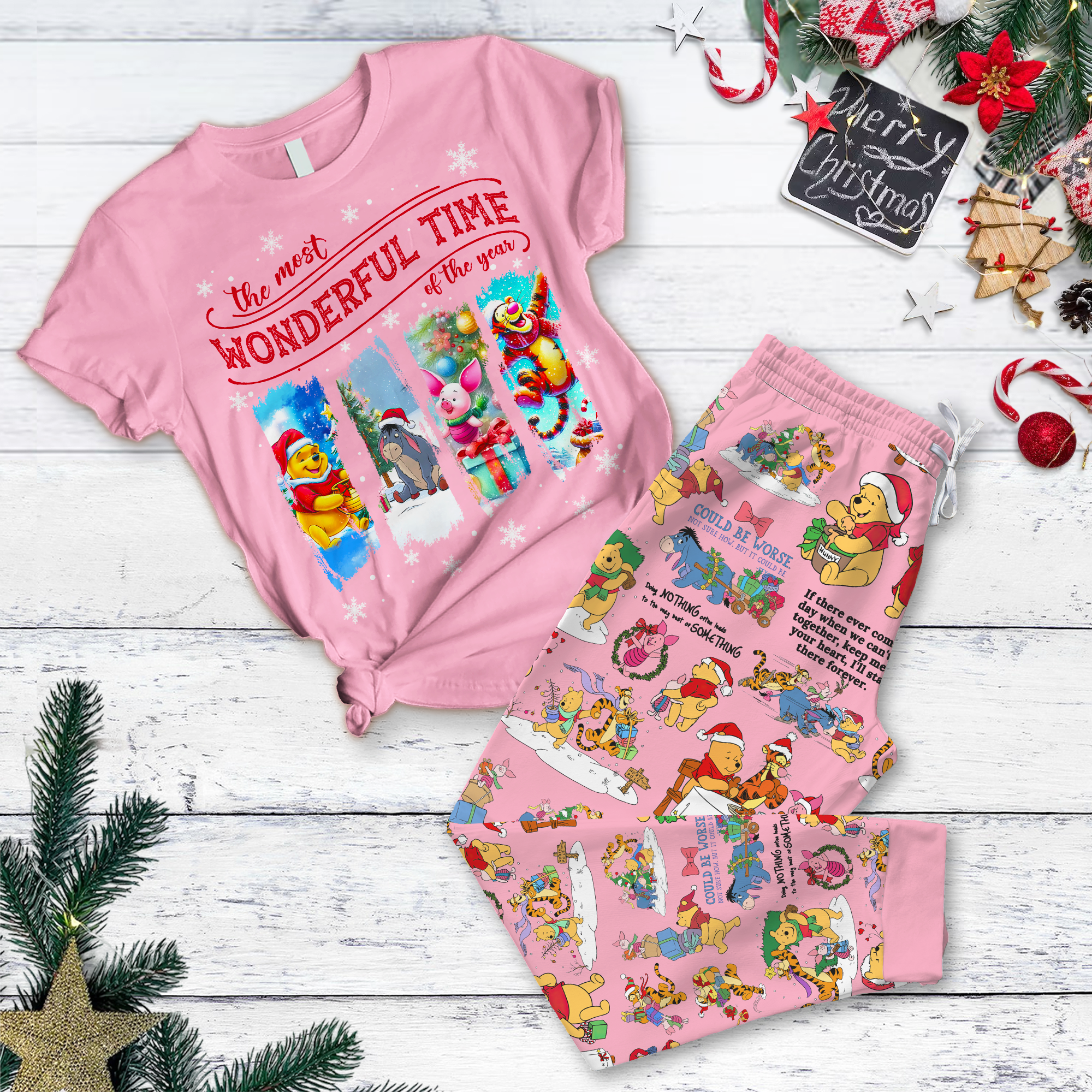 Farmhousemerch Winne The Pooh Movie Pajamas Full Set Gifts For Fans